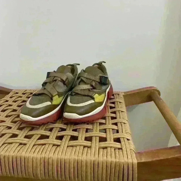 Chloé Sonnie Color Block Leather made in Italy Sneakers Olive green 36 luxury - Picture 2 of 14